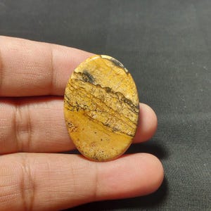 Natuurlijke foto jaspis ovale cabochon: liggend edelsteenpatroon voor sieraden maken (38 x 27 x 5 mm)