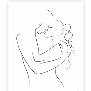 Stampa D Arte Romantica Minimalista Abbraccio Schizzo Etsy