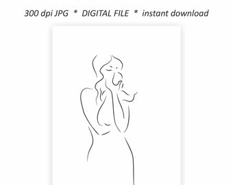 Digital download - Mother with baby line drawing.