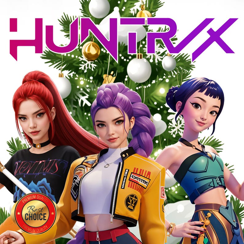 Kpop Huntrix Christmas PNG: Demon Hunters Girls Merry Xmas (digital ...