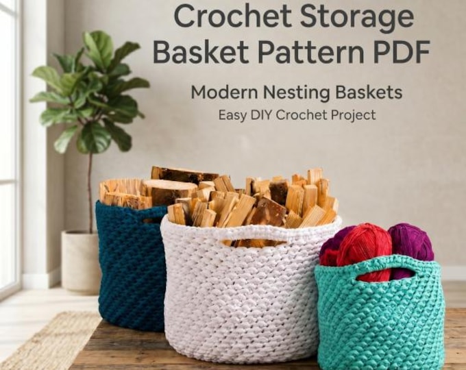 Summer Accessories | Crochet Storage Basket Pattern PDF, Large, Medium, Small Organizer, Chunky Yarn Basket, Home Decor DIY | Gift for Him