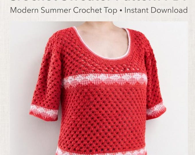 Women's Accessories | Crochet Sweater Pattern PDF, Crochet Top Pattern, Summer Crochet Pullover, Cotton Crochet Blouse Pattern, Sizes S-XL