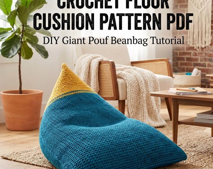 Crochet Floor Cushion Pattern PDF, Giant Pouf Beanbag Crochet Pattern, Large Floor Pillow, Chunky Yarn Pouffe, Boho Seating DIY