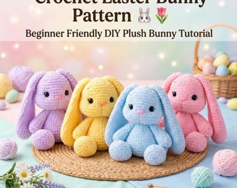 Summer Accessories | Crochet Bunny Pattern PDF, Amigurumi Bunny Pattern, Plush Bunny Crochet Toy, DIY Stuffed Animal Pattern