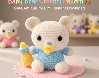 Summer Gifts | Baby Bear Crochet Pattern PDF | Cute Amigurumi Teddy Bear | Beginner Crochet Toy | Small Plush Pattern DIY Gift Idea