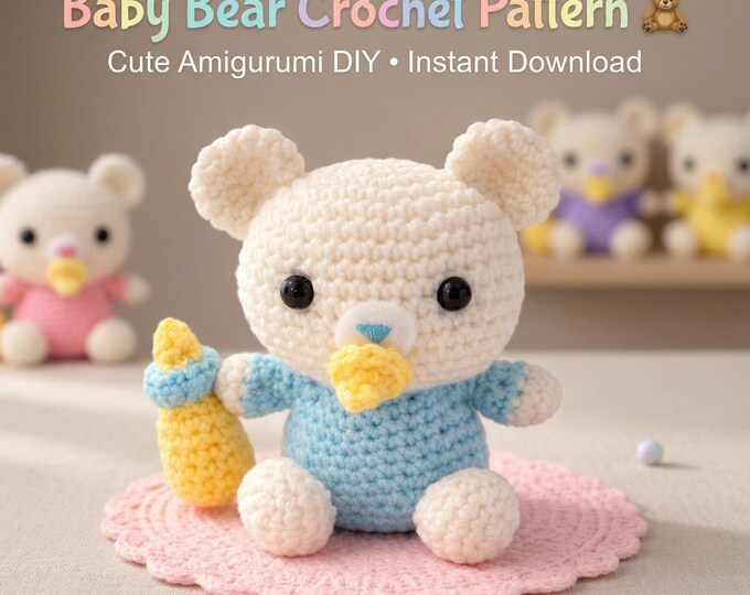 Summer Gifts | Baby Bear Crochet Pattern PDF | Cute Amigurumi Teddy Bear | Beginner Crochet Toy | Small Plush Pattern DIY Gift Idea
