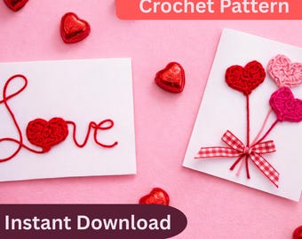Crochet Heart Valentine Card Pattern | Beginner-Friendly DIY (Digital PDF Download)