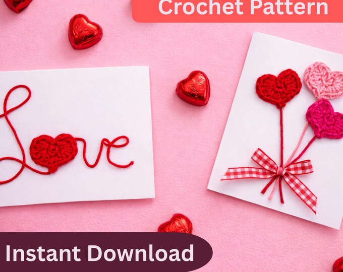 Crochet Heart Valentine Card Pattern | Beginner-Friendly DIY (Digital PDF Download)