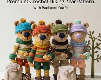 Summer Accessories | Crochet Hiking Bear Pattern PDF, Amigurumi Bear with Backpack Outfit, Teddy Bear Doll Clothes Pattern