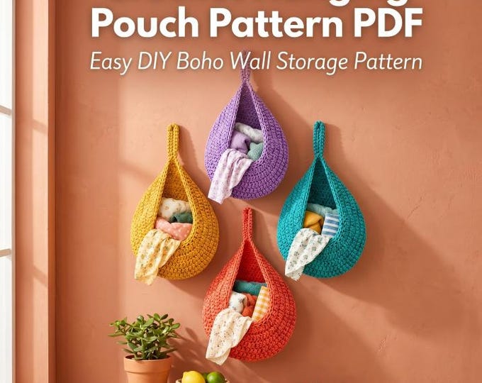 Crochet Hanging Pouch Pattern PDF, Wall Storage Basket, Boho Organizer, Fruit Holder, Beginner-Friendly DIY Gift | Interior Design