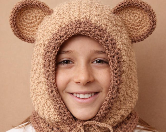 Summer Accessories | Crochet Bear Hooded Cowl Pattern: Beginner Friendly PDF - Toddler to Adult Sizes