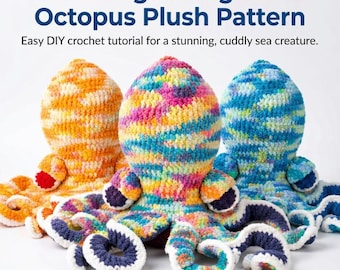 Summer Accessories | Octopus Crochet Pattern PDF | Large Amigurumi Octopus Plush | Blanket Yarn Crochet Toy | Friendly Sea Animal DIY
