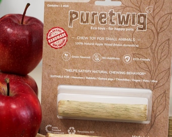 Palito masticable de madera de manzano / Juguete natural para conejos, chinchillas y animales pequeños / Enriquecimiento ecológico para mascotas