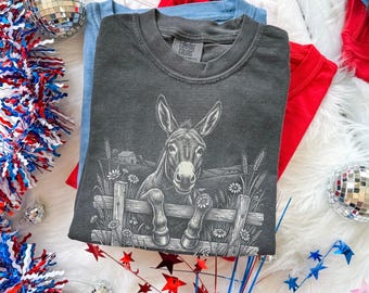 Camiseta vintage con estampado de burro estilo granja, regalo para amantes de los burros, camiseta de granja Comfort Colors®, para amantes de los animales rústicos, regalo estilo campestre cottagecore