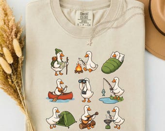 Comfort Colors® campinggansshirt, natuurliefhebber cadeau, dierenliefhebber cadeau, trendy grafisch T-shirt, cadeau voor vriend buiten, Cottagecore-shirt