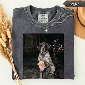 Camiseta de Braco Alemán de Pelo Corto con Patatas Fritas, Camiseta Divertida para Mamás Perrunas, Regalo para Dueños de Bracos Alemanes de Pelo Corto, Regalo para Amantes de la Comida Rápida y los Animales, Camiseta Canina Humorística