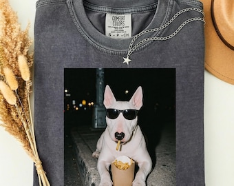 Comfort Colors® Bull Terrier Fries Shirt, Funny Dog Graphic Tee, Dog Lover Gift, Bull Terrier Mom, Pet Parent Gift, Fry Lover T-Shirt