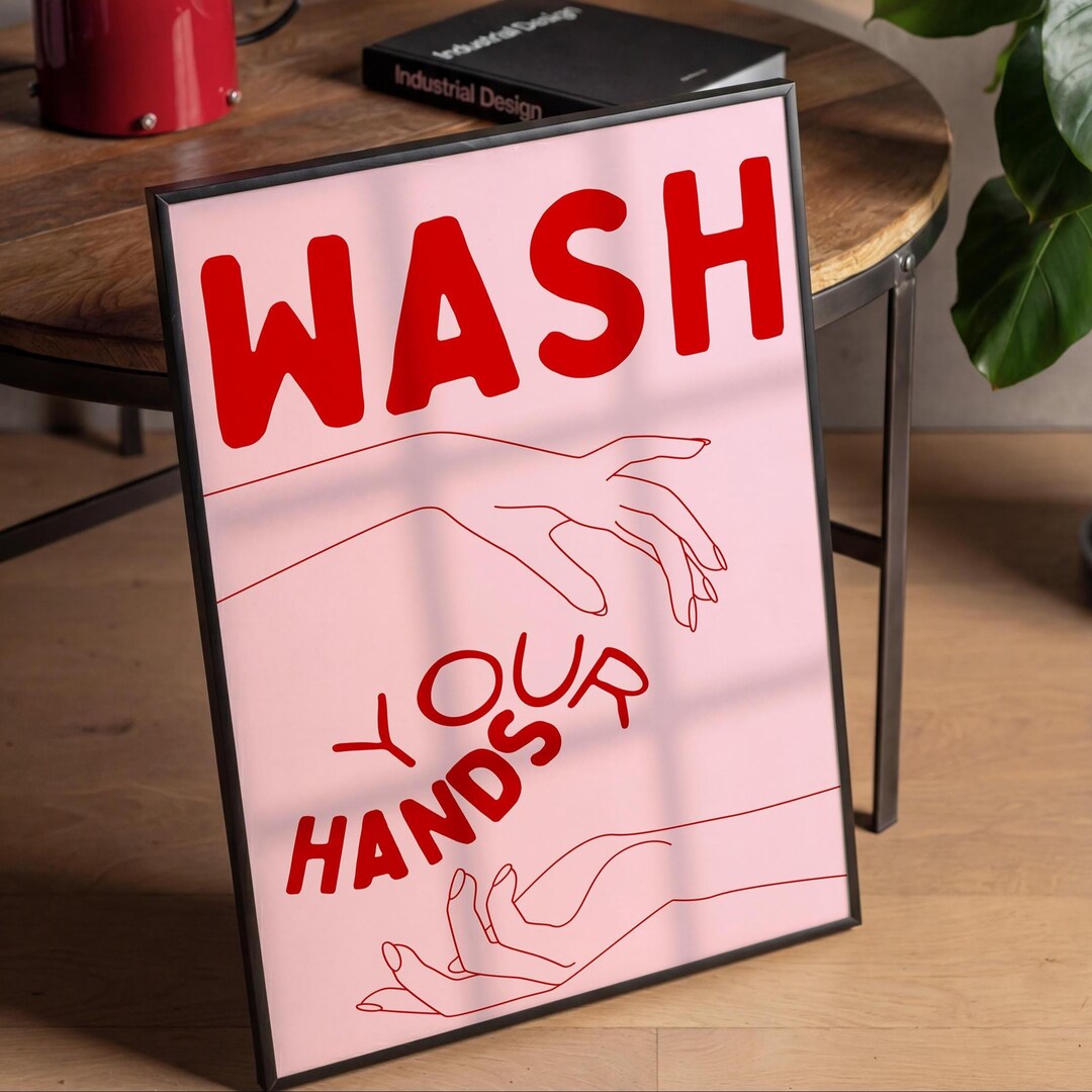 Wash Your Hands Poster | Funny Bathroom Wall Art | Premium Matte Paper ...