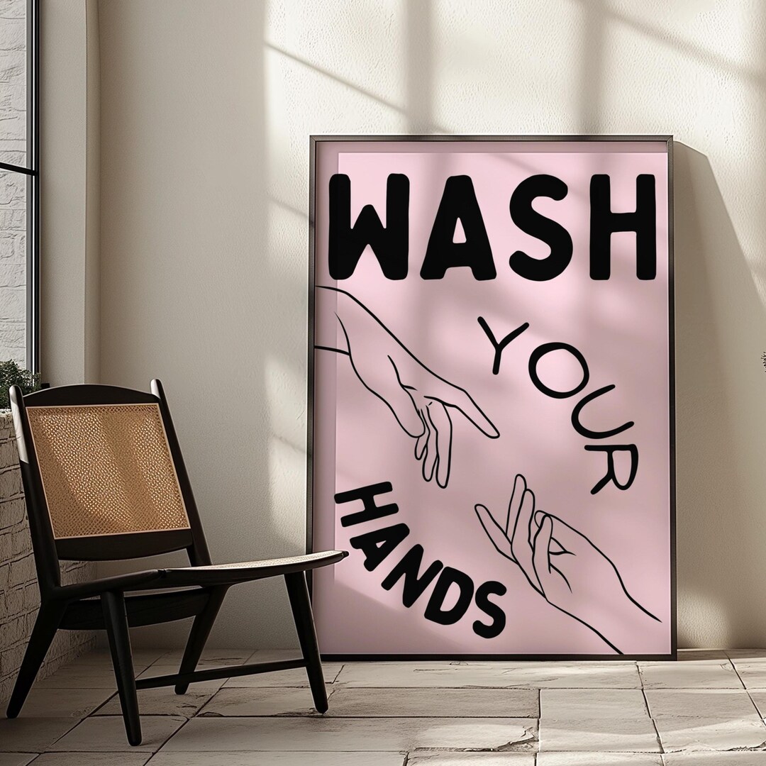 Wash Your Hands Poster | Funny Bathroom Wall Art | Premium Matte Paper ...