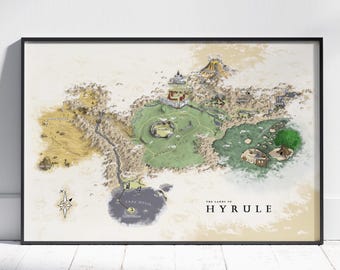 The Legend of Zelda Map Poster | Hyrule Wall Art | Premium Matte Paper Print | Gift Game Poster