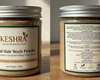 KESHRA Detergente in polvere a base di erbe per capelli / Detergente naturale a base vegetale / Trattamento ayurvedico per capelli senza solfati 200 g