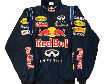 Red Bull Racing-bomberjack, op F1 geïnspireerde streetwear, geborduurde Y2K-jas