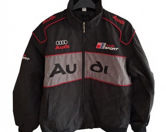 Vintage Audi Rennjacke bestickt Motorsport Streetwear Bomberjacke
