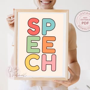 Speech Wall Art Print, SLP Room Colorful Decor (PDF Download)