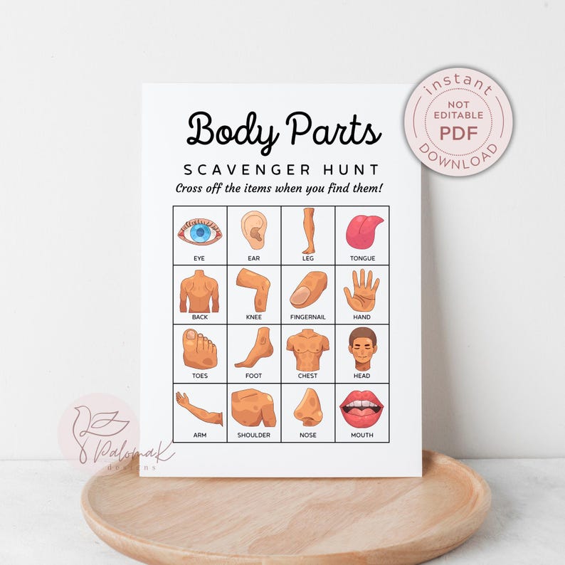 Human Body Parts Scavenger Hunt Activity for Kids (PDF Download) - Etsy