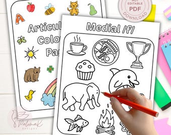 Printable Articulation Coloring Pages, Sound Visual Cues Speech Therapy Activity (PDF Download)