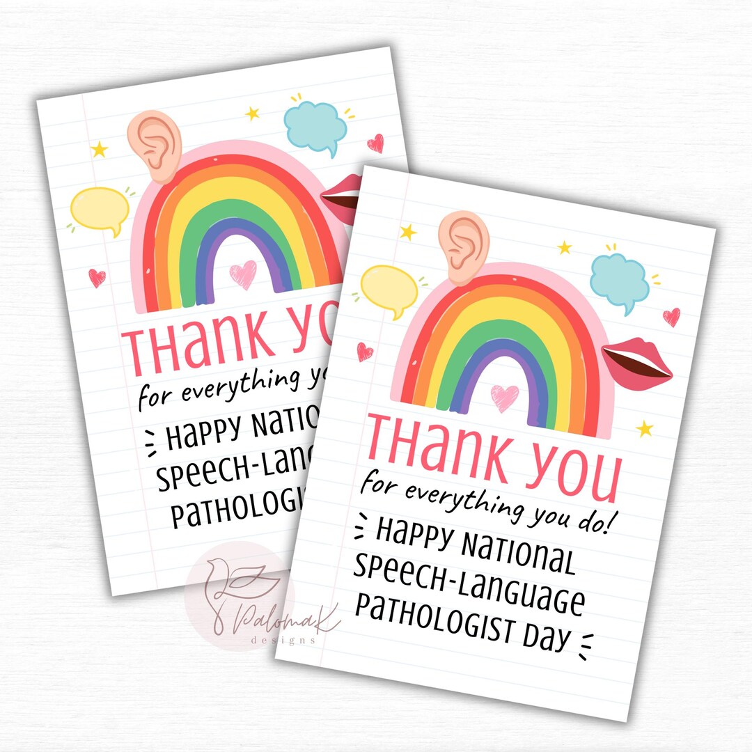 National Speech Language Pathologist Day Appreciation Gift Tag (PDF ...