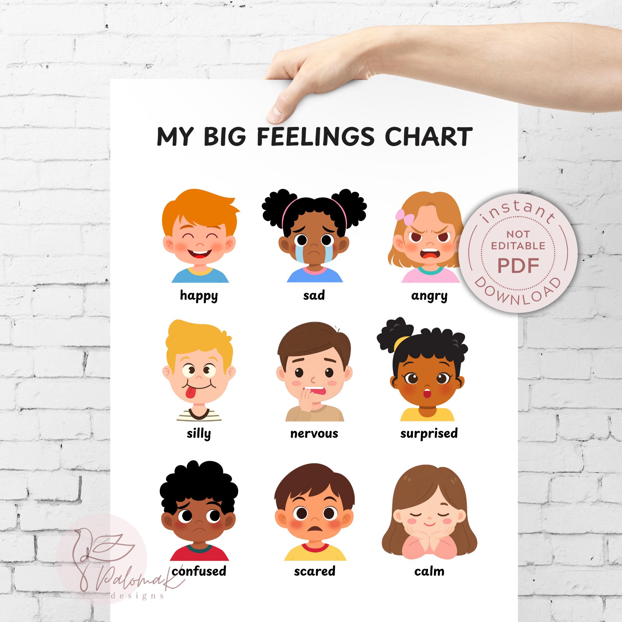 Printable My Big Feelings Chart, Emotions Poster for Kids (PDF Download ...