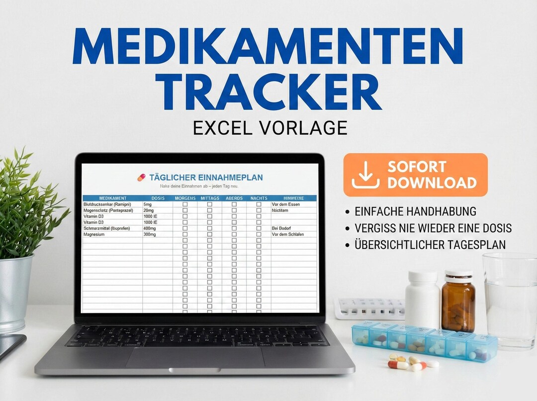 Pill Inventory Form Medication Plan Template for Google Sheets | Tablet Intake Schedule ...