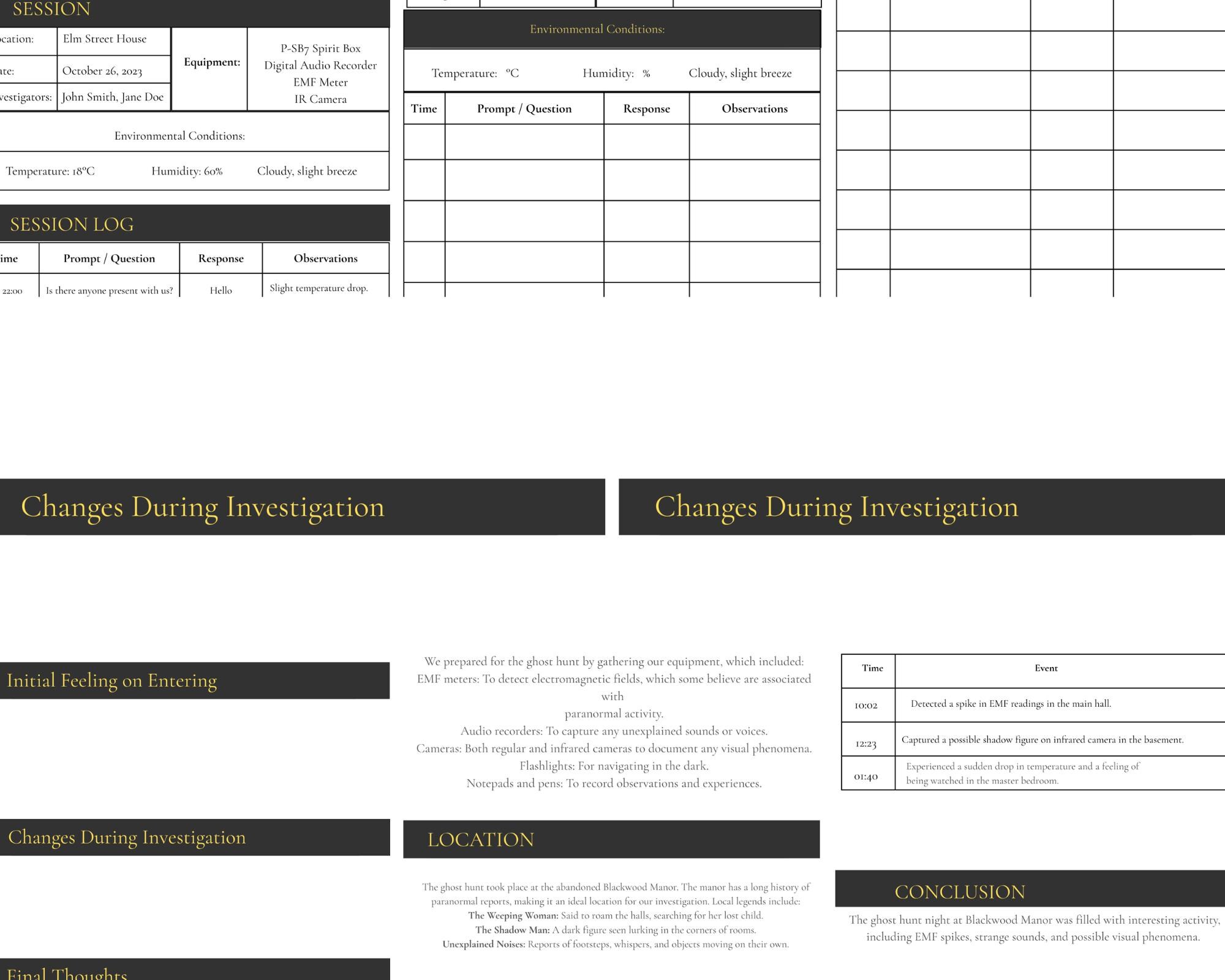 Ghost Hunt Journal Printable | Paranormal Investigation Log Book ...