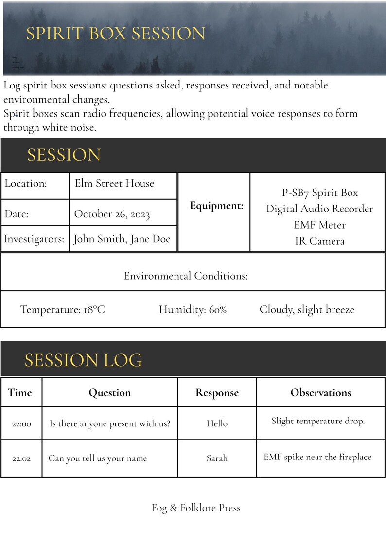 Ghost Hunt Journal Printable | Paranormal Investigation Log Book ...