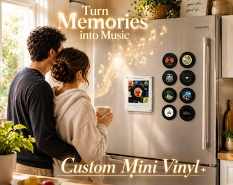 Custom Photo Mini Record Player,Personalized Vinyl Music Player with 9 Discs,NFC Music Box,Magnetic Rechargeable Record Player,Music Gift