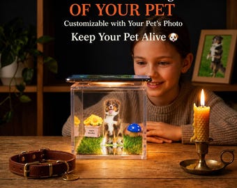 Gepersonaliseerd herdenkingscadeau huisdier – aangepaste naam en datum holografisch huis, aandenken hond kat verlies, eerbetoon kerst huisdier