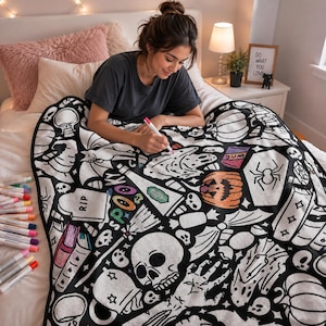 Personalisierte Maldecke mit waschbaren Markierungen, Färben Sie Ihre eigene Decke, DIY Familienaktivität, Entspannung und Stressabbau Geschenk Bild 3