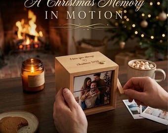 Personalized Flipbook Frame, Custom Photo Animation Box, Hand Crank Flipbook Machine with Light, Couple Anniversary Gift, Christmas Gift