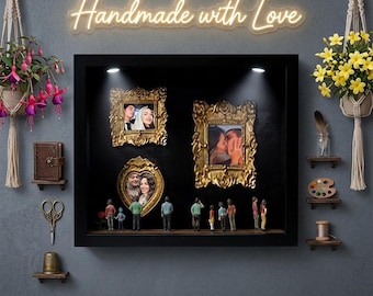 Museum of Us lijst met spots, gepersonaliseerd cadeau voor stel, aangepaste schaduwdoos jubileum, romantisch cadeau voor haar met led-display