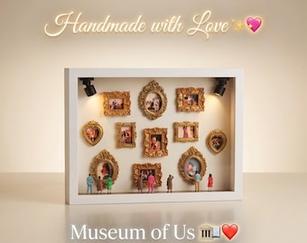 Personalized Mini Museum of Us, Custom Couple Silhouette Frame, LED Memory Box, Anniversary, Wedding, Birthday,Valentine,Christmas, For Her