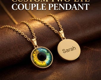 Personalized Eye Necklace for Couples, Custom Two Eye Pendant, Couple Jewelry, Our Eyes Necklace, Anniversary, Wedding, Birthday, Valentine