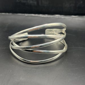 Sterling zilveren armband met meerdere draden | Verstelbare open armband, moderne sieraden