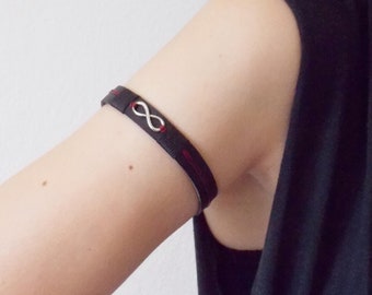 Peace Arm Cuff, Upper Arm Bracelet, Leather Armband, Peace Sign Armlet, Surfer Leather Arm Band, Elf Warrior Armband, Leather Elven Armband