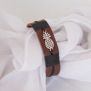 PERSONALIZED Pineapple Bracelet, Tropical Bracelet Cuff, Leather Fruit Bracelet, Custom Engraved Cuff, Swinger Lifestyle Bracelet