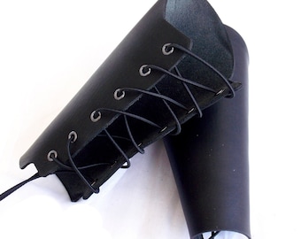 Black LEATHER Bracer, Medieval Leather Bracer, Cosplay Archery Armguard, Elven Renaissance Bracer, Archery Vambrace