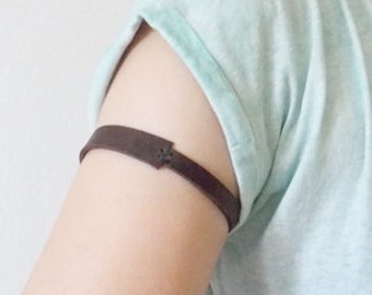 Upper Arm Bracelet, Celtic Armband, Leather Men's Arm Cuff, Bohemian Leather Armlet, Unisex Leather Arm Band, Brown Leather Celtic Armband