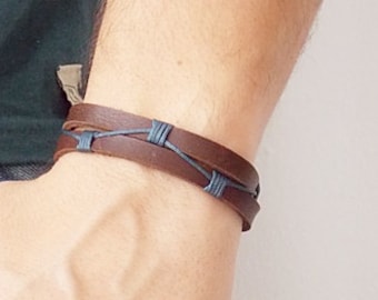 Pulsera de cuero de los hombres, pulsera de cuero trenzado, pulsera de cuero de la amistad, pulsera marrón trenzada, brazalete de pulsera unisex, brazalete de novio