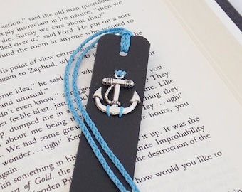 Anchor Bookmark, Leather Bookmark, Nautical Bookmark, Nautical Wedding Gift, Traveler's Bookmark, 3rd Anniversary Gift, Leather Anniversary
