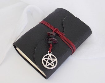 Pentacle Leather Journal, Pocket Leather Notebook, Pentagram Journal, Black Leather Sketchbook, Hand-Bound Journal, Gothic Leather Journal
